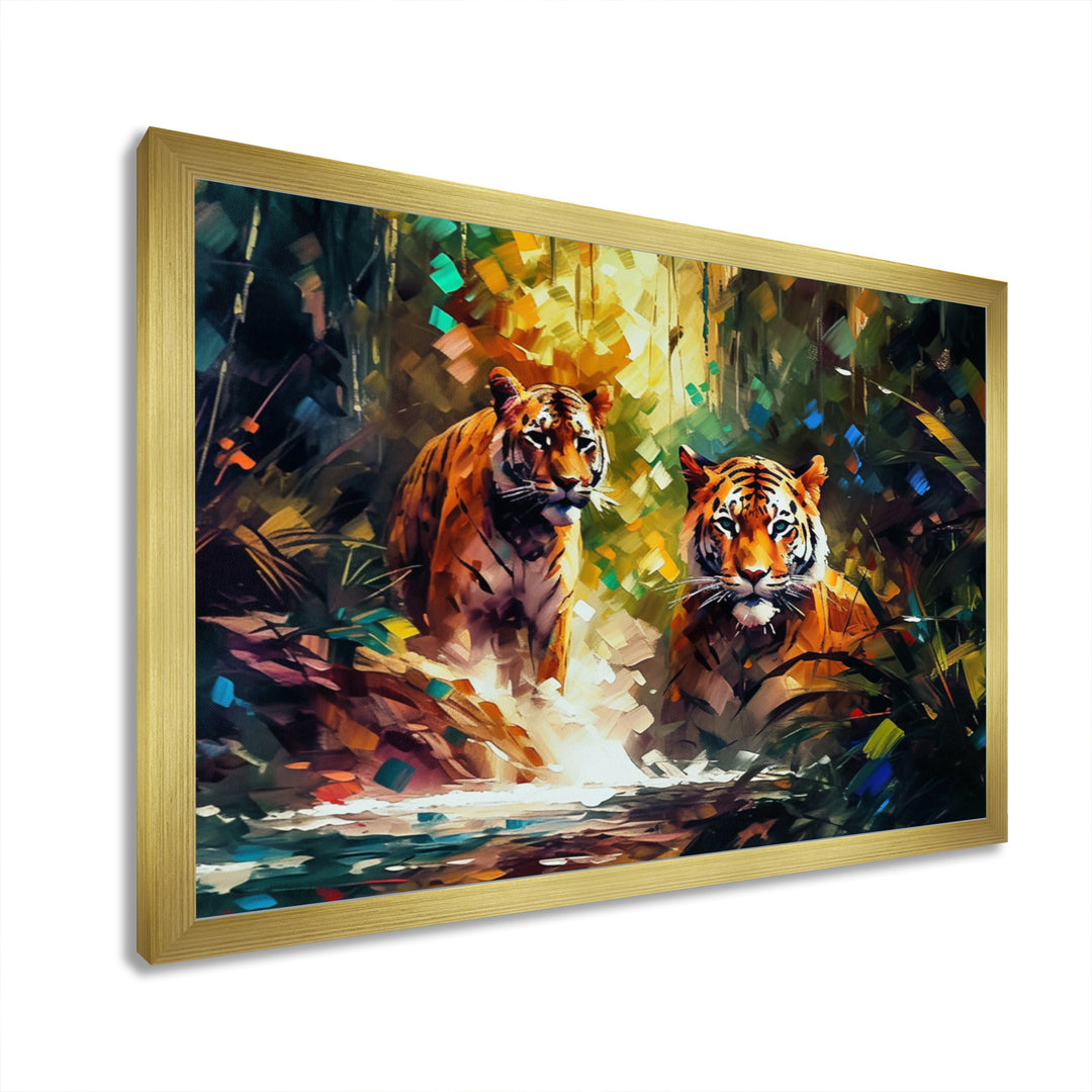 Colorful Tigers In The Wild - Yellow Tiger Wall Art