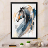 Black Horse Side Portait II - Animals Canvas Wall Art