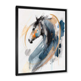 Black Horse Side Portait II - Animals Canvas Wall Art