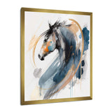 Black Horse Side Portait II - Animals Canvas Wall Art