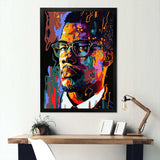 Malcolm X Illustration I - Portrait Canvas Wall Art