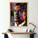 Malcolm X Illustration I - Portrait Canvas Wall Art