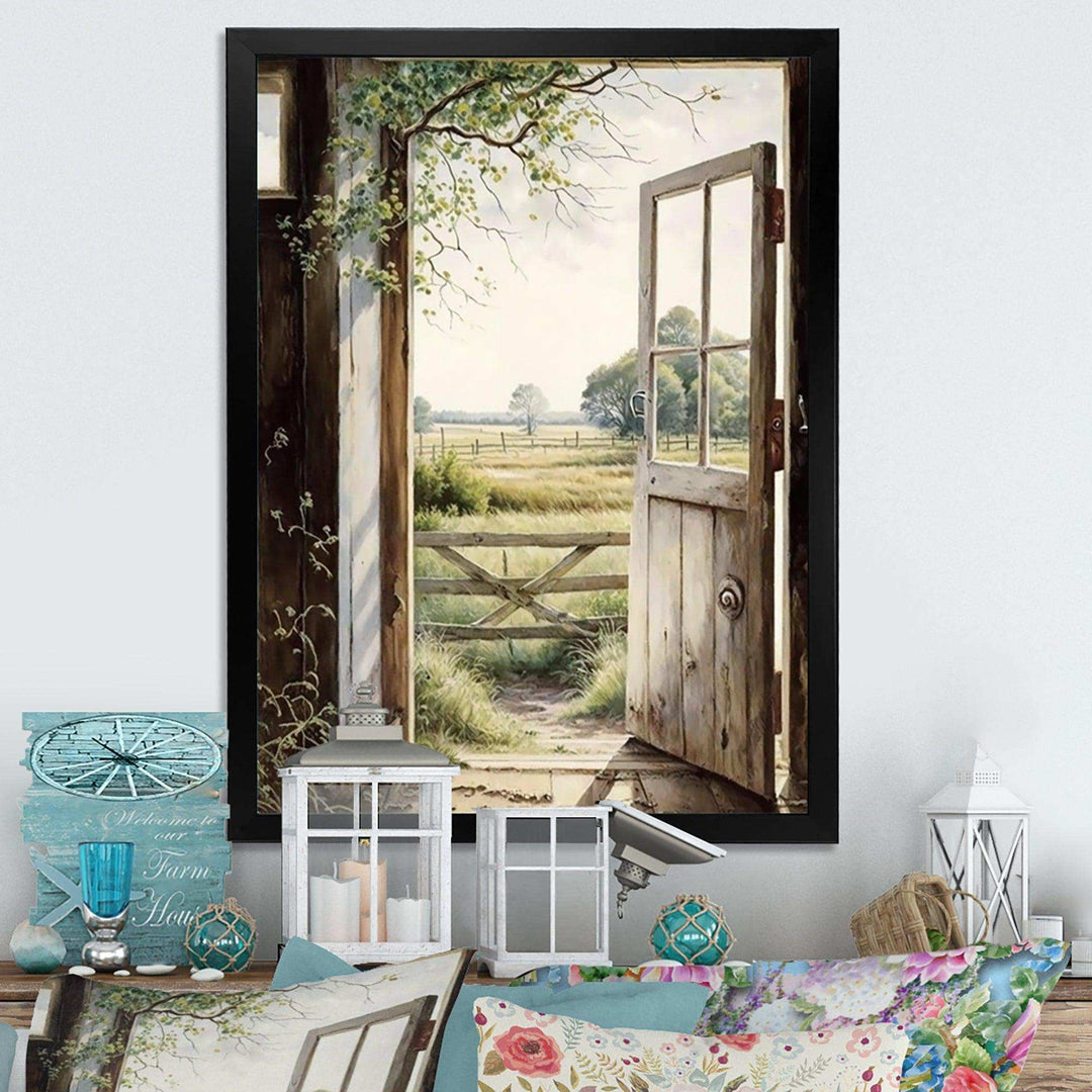 View From A Cottage Country Door II - Farm Canvas Wall Art