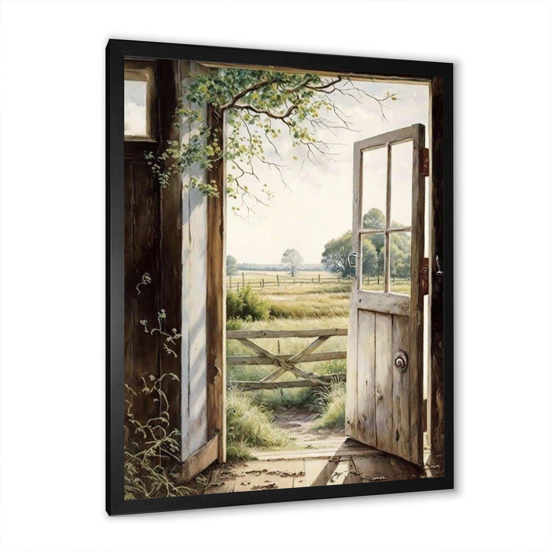 View From A Cottage Country Door II - Farm Canvas Wall Art