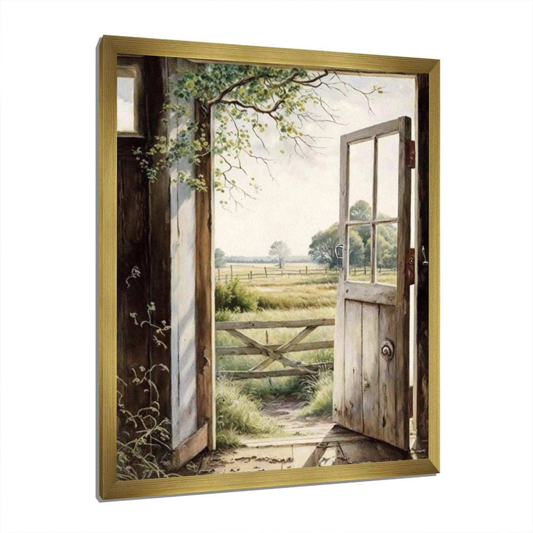 View From A Cottage Country Door II - Farm Canvas Wall Art