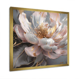 Marble Pink Gold Peony Flower III - Floral Canvas Wall Art