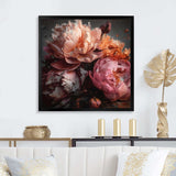 Orange Pink Peonies Blooming - Floral Canvas Wall Art