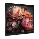 Orange Pink Peonies Blooming - Floral Canvas Wall Art