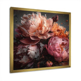 Orange Pink Peonies Blooming - Floral Canvas Wall Art