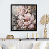 Pink Grey Peonies Elegance I - Floral Canvas Wall Art