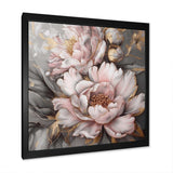 Pink Grey Peonies Elegance I - Floral Canvas Wall Art