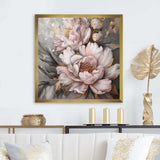 Pink Grey Peonies Elegance I - Floral Canvas Wall Art