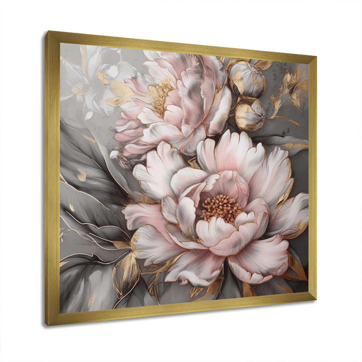 Pink Grey Peonies Elegance I - Floral Canvas Wall Art
