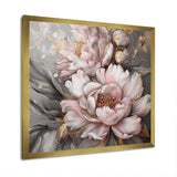 Pink Grey Peonies Elegance I - Floral Canvas Wall Art