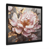 Pink Gold Peonies Petals - Floral Canvas Wall Art