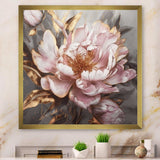 Pink Gold Peonies Petals - Floral Canvas Wall Art