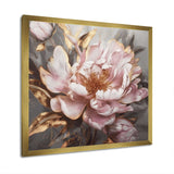 Pink Gold Peonies Petals - Floral Canvas Wall Art