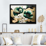 Gold And Green Poppy Floral Euphoria I - Floral Canvas Wall Art