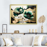 Gold And Green Poppy Floral Euphoria I - Floral Canvas Wall Art