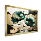 Gold And Green Poppy Floral Euphoria I - Floral Canvas Wall Art