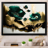 Gold And Green Poppy Floral Euphoria II - Floral Canvas Wall Art