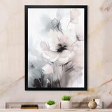 Soft Light Grey Flowers I - Floral Canvas Wall Art