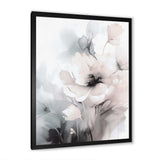 Soft Light Grey Flowers I - Floral Canvas Wall Art