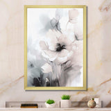 Soft Light Grey Flowers I - Floral Canvas Wall Art