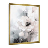 Soft Light Grey Flowers I - Floral Canvas Wall Art