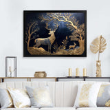 Golden Deer In Forest II - Landscapes Canvas Wall Art