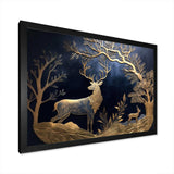 Golden Deer In Forest II - Landscapes Canvas Wall Art