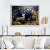 Golden Deer In Forest II - Landscapes Canvas Wall Art