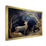 Golden Deer In Forest II - Landscapes Canvas Wall Art