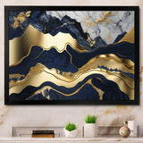 Blue And Gold Mesmerizing Marble Abstraction I - Abstract Canvas Wall Art