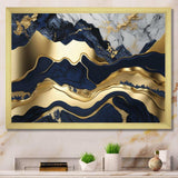 Blue And Gold Mesmerizing Marble Abstraction I - Abstract Canvas Wall Art