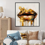 Gold Lips Of Luxury I - Fashion Canvas Wall Art