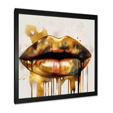 Gold Lips Of Luxury I - Fashion Canvas Wall Art