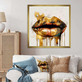 Gold Lips Of Luxury I - Fashion Canvas Wall Art