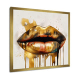 Gold Lips Of Luxury I - Fashion Canvas Wall Art