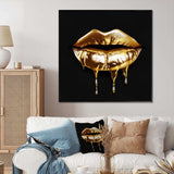 Gold Lips Of Luxury V - Fashion Canvas Wall Art