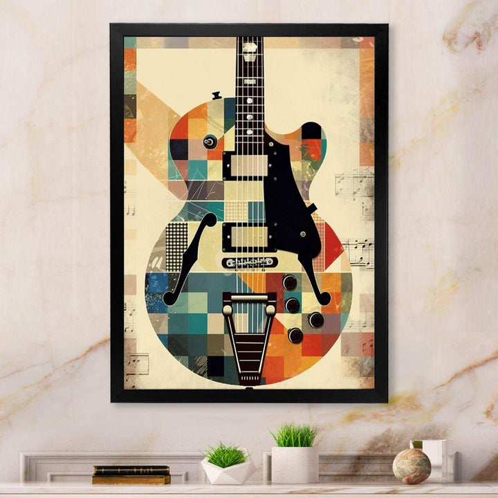 Cubism Guitar - Music Canvas Wall Art