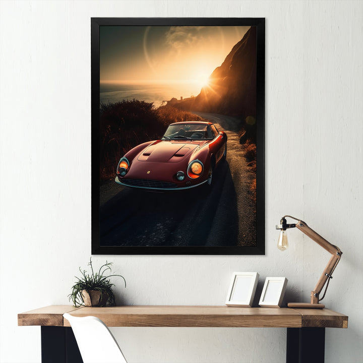 Red And Yellow Artistic Tributes To Retro Cars - Cars Retro Canvas Wall Art