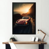 Red And Yellow Artistic Tributes To Retro Cars - Cars Retro Canvas Wall Art