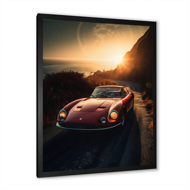Red And Yellow Artistic Tributes To Retro Cars - Cars Retro Canvas Wall Art
