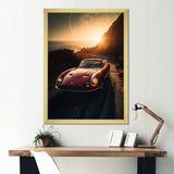 Red And Yellow Artistic Tributes To Retro Cars - Cars Retro Canvas Wall Art