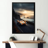 Orange And Black Artistic Tributes To Retro Cars - Cars Retro Canvas Wall Art