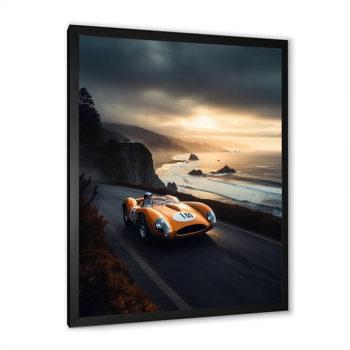 Orange And Black Artistic Tributes To Retro Cars - Cars Retro Canvas Wall Art