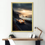 Orange And Black Artistic Tributes To Retro Cars - Cars Retro Canvas Wall Art