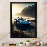 Blue And Grey Artistic Tributes To Retro Cars - Cars Retro Canvas Wall Art