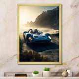 Blue And Grey Artistic Tributes To Retro Cars - Cars Retro Canvas Wall Art